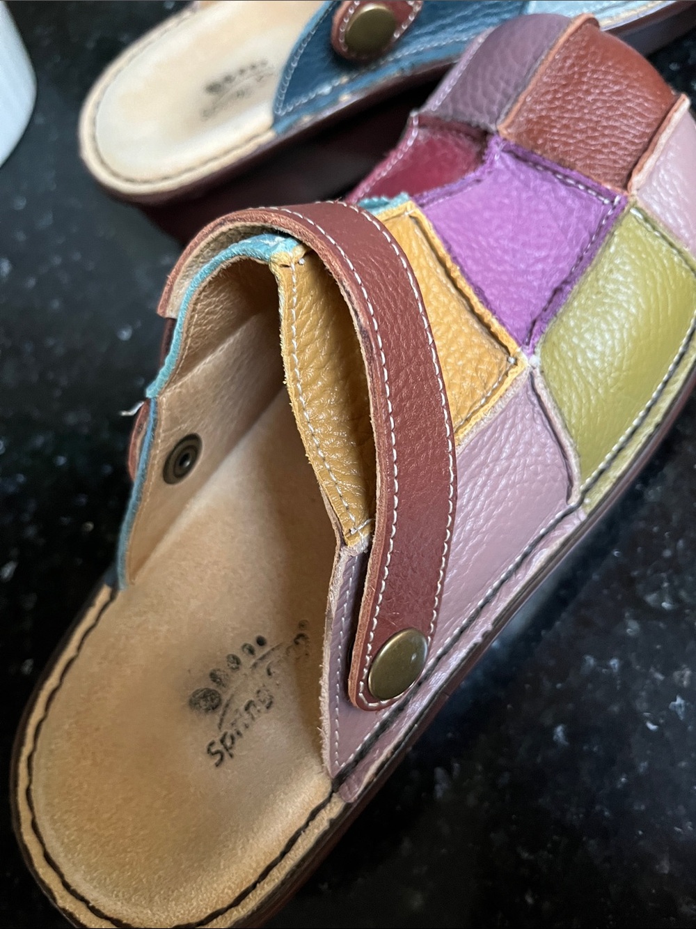 Spring Step Patchwork Leather Multi-Color Mules - Picture 3 of 7